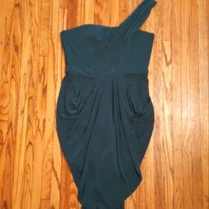 BCBG nwot green one shoulder cocktail dress sz 10